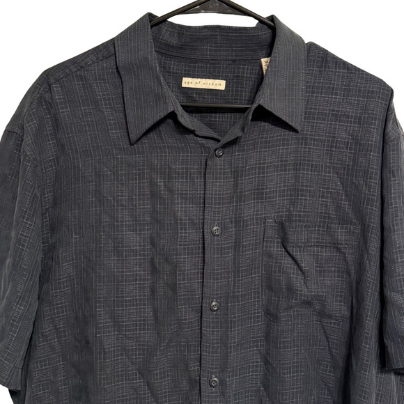 Age of Wisdom Mens Black Button Down Short Sleeve Shirt - NWT - Picture 4 of 8